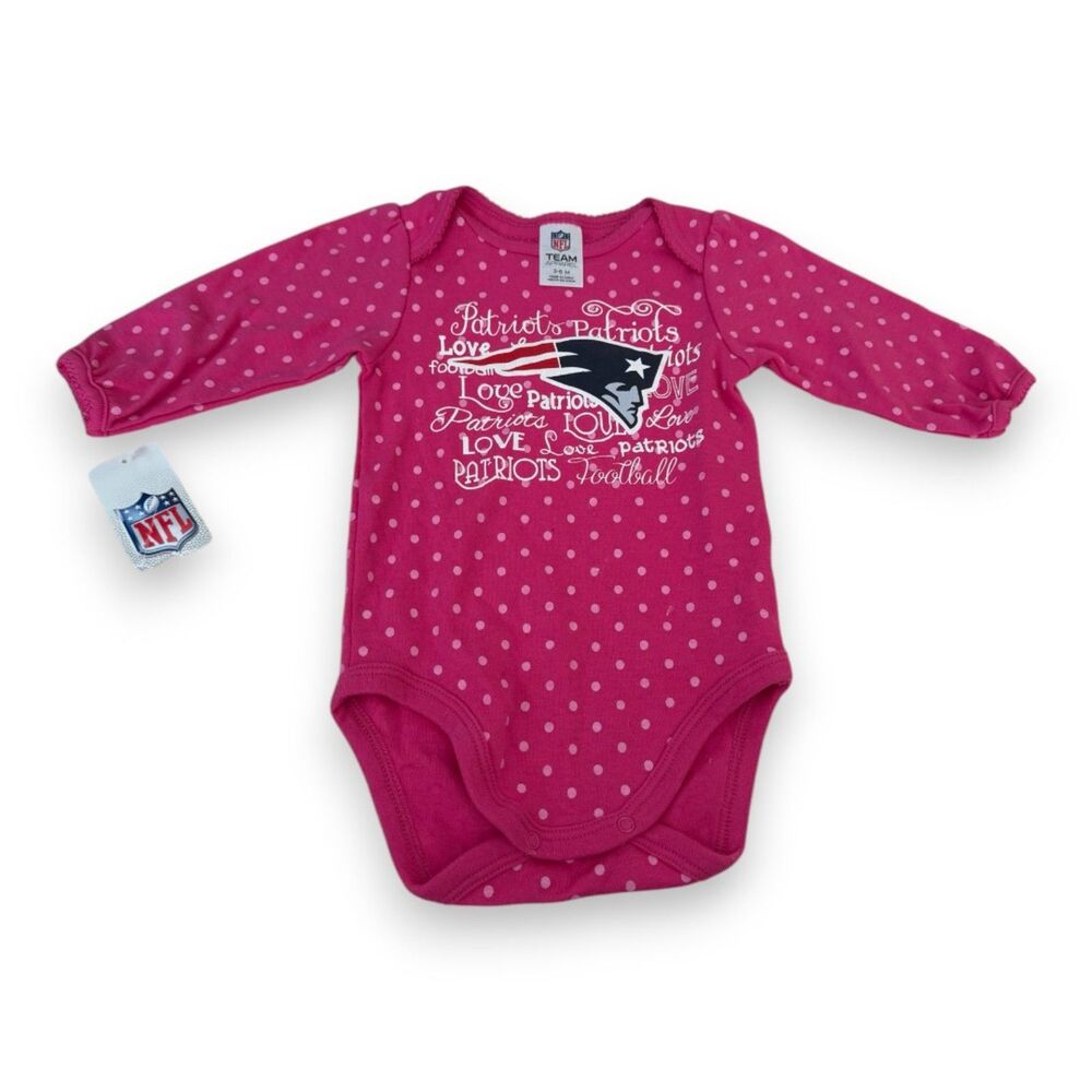 New England Patriots Long-Sleeve Pink Onesie 3-6 Months Baby Girl NFL NWT